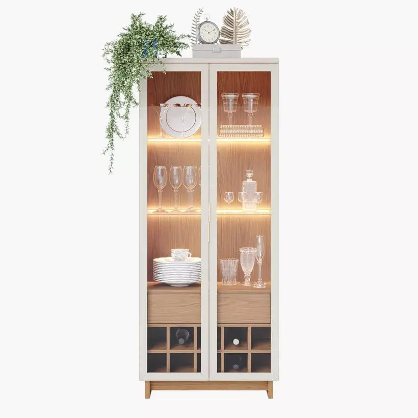2-Door Curio Cabinet with LED Light