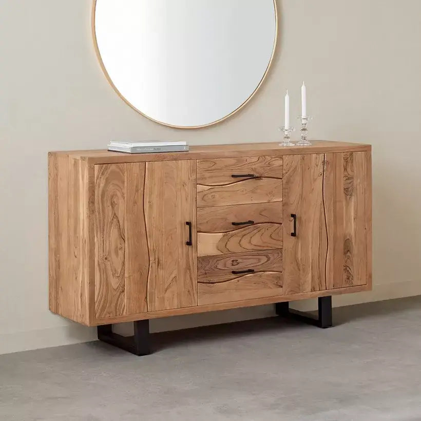 2-Door Live Edge Solid Wood Sideboard with 3 Drawers