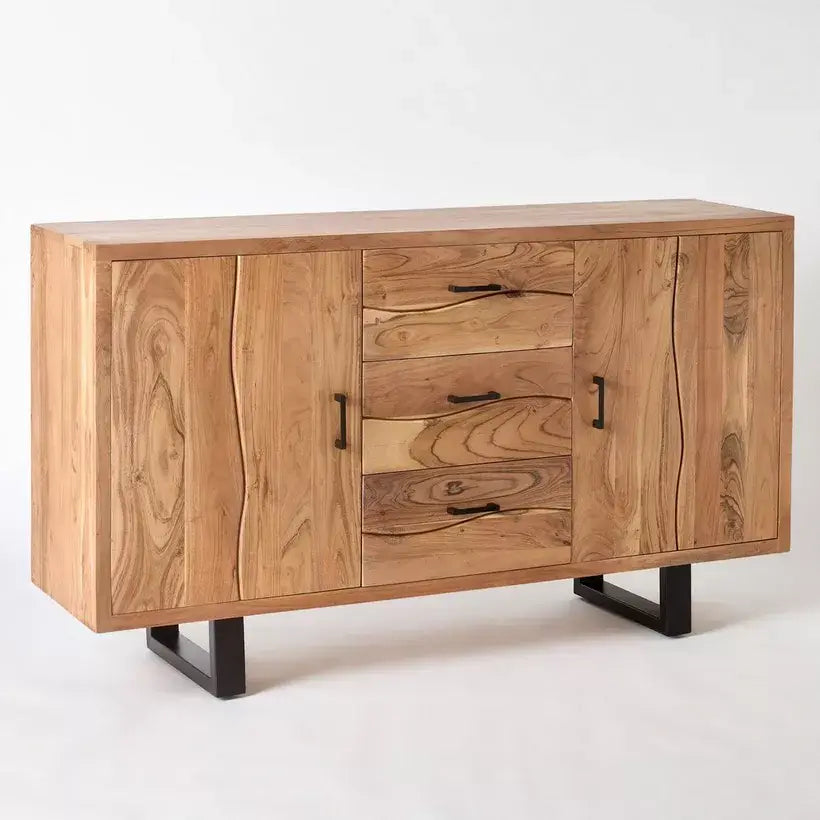 2-Door Live Edge Solid Wood Sideboard with 3 Drawers