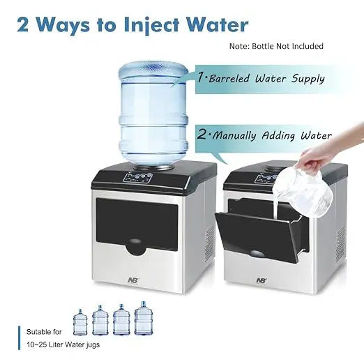 2 in 1 Ice Maker Machine with Cold Water Dispenser, 12pcs S/M/L Size Ice Cube ready in 10 Minutes, 48LBS/24H,Stainless Steel Ice Machine with Ice Scoop,1 Year Warranty