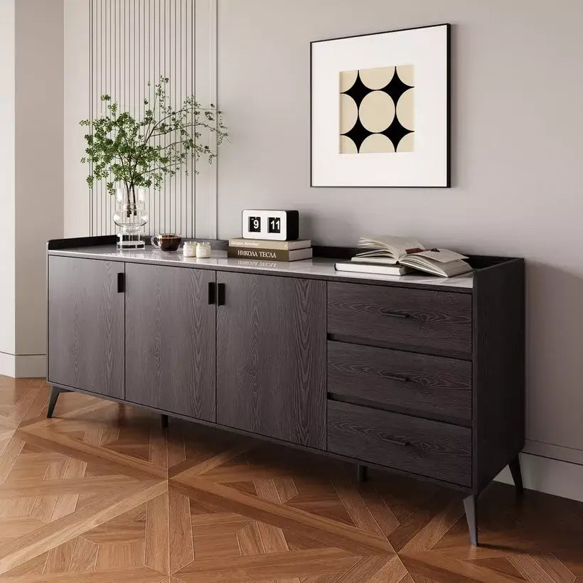 2 Meter 3-Door Sintered Stone Top Large Sideboard with 3 Drawers