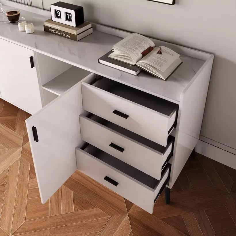 2 Meter 3-Door Sintered Stone Top Large Sideboard with 3 Drawers