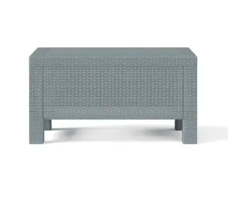 2-Seater Grey Rattan Outdoor Sofa Set – 2 Armchairs with Cushions & Coffee Table, Weather-Resistant Garden, Patio & Balcony Furniture with Cup Holders**