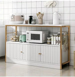 Load image into Gallery viewer, 2-Tier Kitchen Storage Shelf Rack with 3 Door Cabinet, Large Storage Rack, Microwave Oven Stand, Spice Organizer
