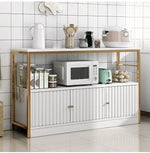 Load image into Gallery viewer, 2-Tier Kitchen Storage Shelf Rack with 3 Door Cabinet, Large Storage Rack, Microwave Oven Stand, Spice Organizer