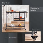 Load image into Gallery viewer, 2-Tier Serving Trolley – Melamine – Black/Natural Finish
