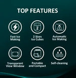 Load image into Gallery viewer, 20KG/Day Freestanding Bullet Ice Maker, Digital Control Panel with LED Display, Ice Full Sensor, Water Lacking Alert, Easy to Remove Ice Bucket, Self-clean (ICM2011B Black) 2.6 L 160 W ICM2011B Black