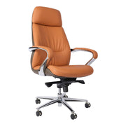 PU leather High Back Office Chair With Height Adjustable, Lumbar Support And Swivel Wheels-GCC Home Center