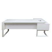 Modern Executive Office Table With Metal Frames And Legs - White-GCC Home Center