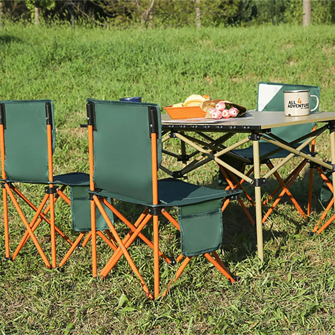 2pcs Foldable Camping Chairs, Lightweight Folding Beach Chairs, Portable Patio Lawn Quad Chairs with Side Pocket-GCC Home Center