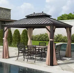 Load image into Gallery viewer, 3.65x3m Double Roof Iron Gazebo - Black-GCC Home Center