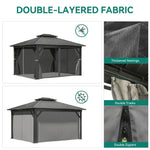 Load image into Gallery viewer, 3.65x3m Double Roof Iron Gazebo - Black-GCC Home Center