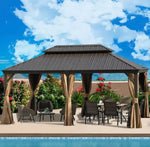 Load image into Gallery viewer, 3.65x3m Double Roof Iron Gazebo - Black-GCC Home Center