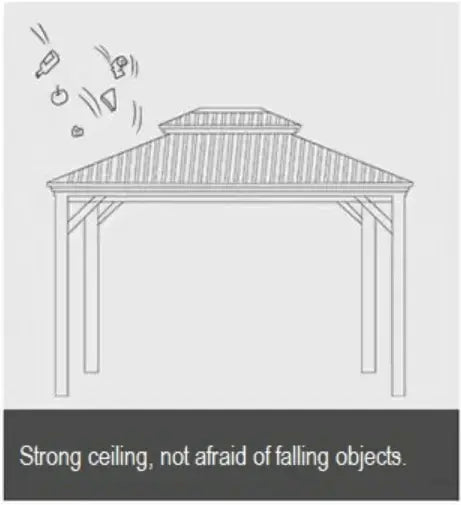 3.65x3m Double Roof Iron Gazebo - Black-GCC Home Center