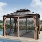 Load image into Gallery viewer, 3.65x3m Double Roof Iron Gazebo - Black-GCC Home Center