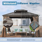 Load image into Gallery viewer, 3.65x3m Double Roof Iron Gazebo - Black-GCC Home Center