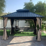 Load image into Gallery viewer, 3.65x3m Double Roof Iron Gazebo - Black-GCC Home Center