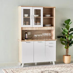 Load image into Gallery viewer, 3-Door Kitchen Cabinet with Drawer and Hutch