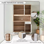 Load image into Gallery viewer, 3-Door Kitchen Cabinet with Drawer and Hutch