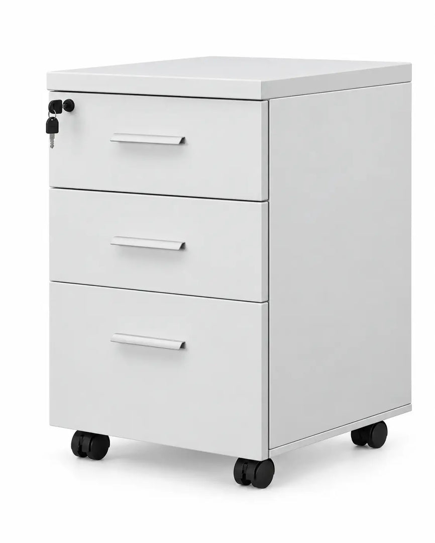 3 Drawer Mobile File Cabinet White