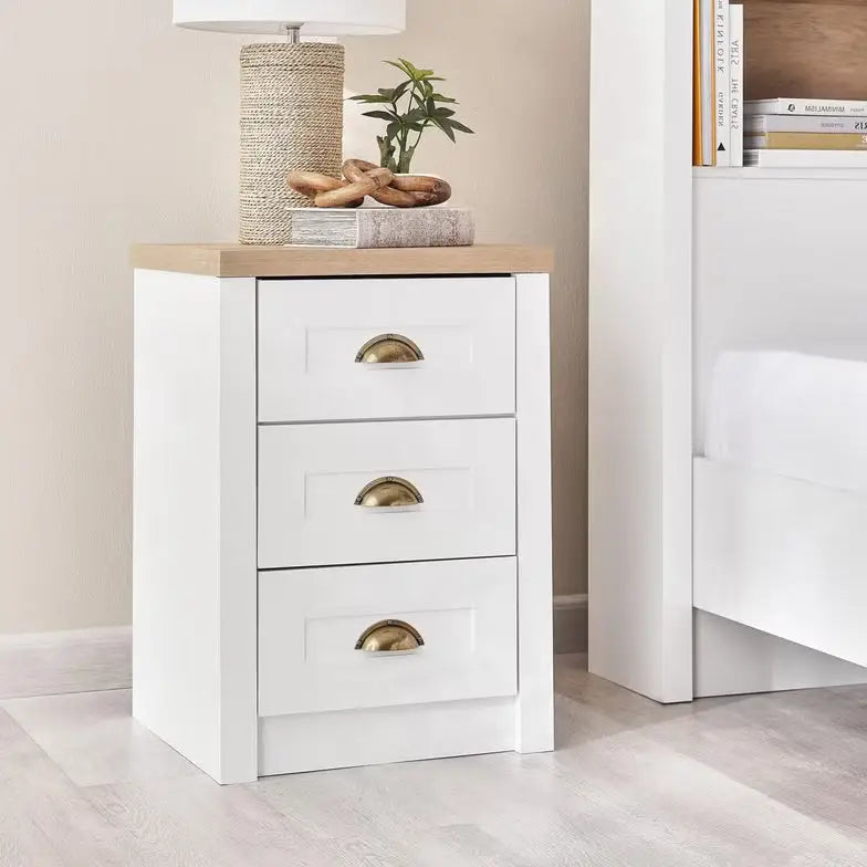 3-Drawer Nightstand – White