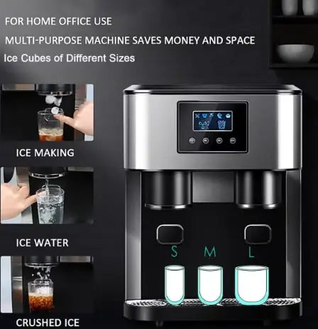 3-in-1 Countertop Ice Maker Machine – Ice Cubes, Crushed Ice & Cold Water Dispenser with Touch LCD