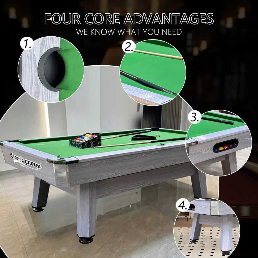 3 in 1 Multi Game Billiard Pool Table with Tennis Table Dining Table Top 8ft-MDF Cushion Material