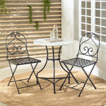 Load image into Gallery viewer, 3-Piece Balcony Set, Marble Top &amp; Stainless Steel Frame