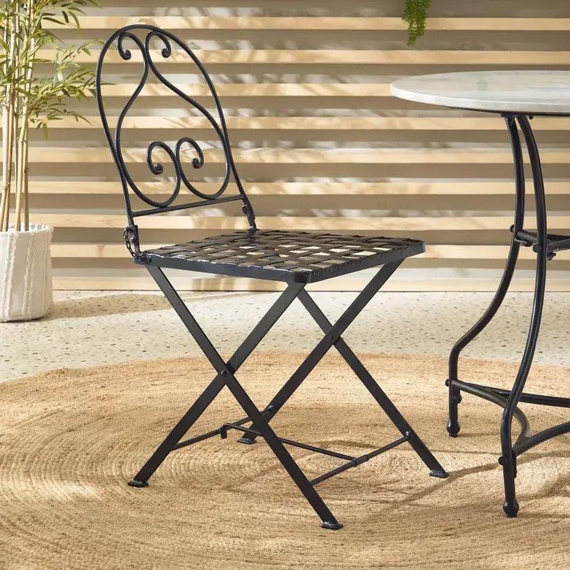 3-Piece Balcony Set, Marble Top & Stainless Steel Frame