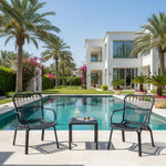 Load image into Gallery viewer, 3-Piece Black Outdoor Patio Set – Contemporary Fiberglass-Reinforced Chairs with Matching Coffee Table, Weather-Resistant Furniture for Balcony &amp; Garden**