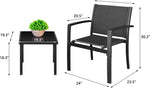 Load image into Gallery viewer, 3-Piece Black Textilene Patio Bistro Set – Modern Outdoor Chairs with Coffee Table for Garden, Porch, Balcony &amp; Lawn