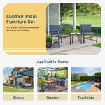 Load image into Gallery viewer, 3-Piece Black Textilene Patio Bistro Set – Modern Outdoor Chairs with Coffee Table for Garden, Porch, Balcony &amp; Lawn