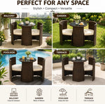 Load image into Gallery viewer, 3-Piece Brown Rattan Patio Furniture Set – Cushioned Wicker Chairs with Glass-Top Coffee Table, Weather-Resistant Outdoor Seating for Garden, Balcony &amp; Terrace**