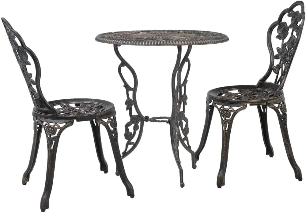 3-Piece Cast Aluminium Bistro Set – Weather-Resistant Outdoor Table & Chairs for Garden, Balcony, Patio & Terrace**