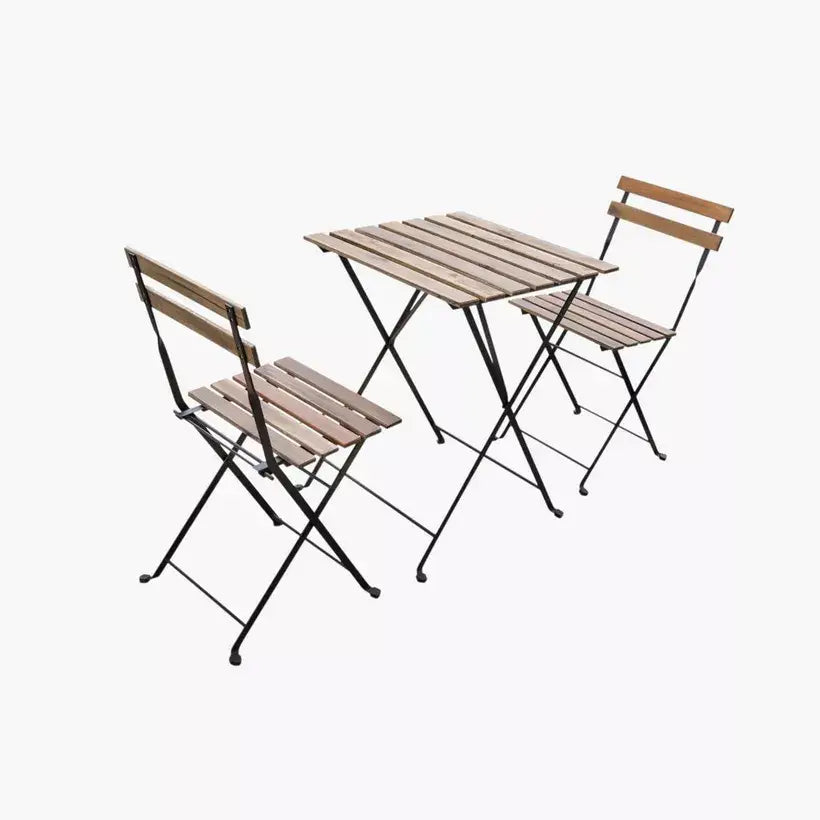 3-Piece Folding Balcony Set – Acacia Wood & Steel