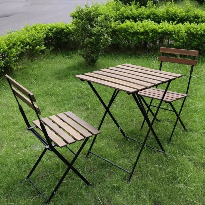 3-Piece Folding Balcony Set – Acacia Wood & Steel