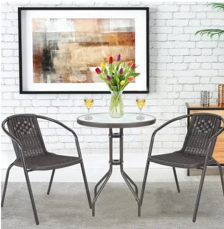3-Piece Outdoor Bistro Set – Compact Patio Table & 2 Chairs for Balcony, Garden, Porch & Courtyard**