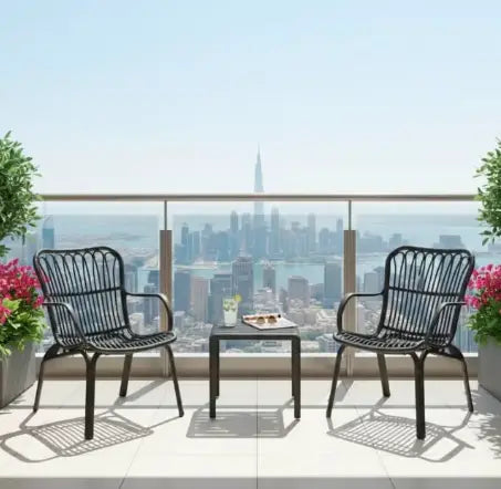 3-Piece Outdoor Furniture Set with 2 Chairs & Coffee Table – Fiberglass-Reinforced Polypropylene Furniture for UAE Balconies, Patios & Terraces