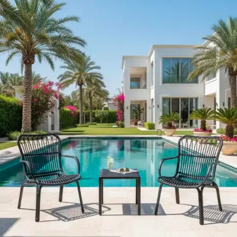 3-Piece Outdoor Furniture Set with 2 Chairs & Coffee Table – Fiberglass-Reinforced Polypropylene Furniture for UAE Balconies, Patios & Terraces
