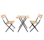 Load image into Gallery viewer, 3 Piece Patio Wood Outdoor Furniture Set, includes 2 Foldable Chairs and 1 Foldable Square Table, perfect for outdoor, balcony and backyard