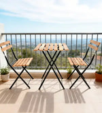 Load image into Gallery viewer, 3 Piece Patio Wood Outdoor Furniture Set, includes 2 Foldable Chairs and 1 Foldable Square Table, perfect for outdoor, balcony and backyard
