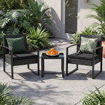 Load image into Gallery viewer, 3-Piece Rattan Outdoor Furniture Set – 2 Cushioned Chairs with Coffee Table for Balcony, Garden, Patio &amp; Terrace