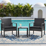 Load image into Gallery viewer, 3-Piece Rattan Outdoor Furniture Set – 2 Cushioned Chairs with Coffee Table for Balcony, Garden, Patio &amp; Terrace