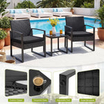 Load image into Gallery viewer, 3-Piece Rattan Outdoor Furniture Set – 2 Cushioned Chairs with Coffee Table for Balcony, Garden, Patio &amp; Terrace