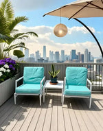 Load image into Gallery viewer, 3-Piece Tiffany Blue Outdoor Furniture Chair Set &amp; Table, Weather-Resistant Patio Furniture for Sea View, Garden &amp; Villa, &amp; Comfortable Outdoor Seating