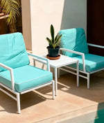 Load image into Gallery viewer, 3-Piece Tiffany Blue Outdoor Furniture Chair Set &amp; Table, Weather-Resistant Patio Furniture for Sea View, Garden &amp; Villa, &amp; Comfortable Outdoor Seating