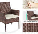 Load image into Gallery viewer, 3-Piece White Rattan Outdoor Furniture Set – Wicker Chairs with Washable Cushions for Patio, Garden, Balcony &amp; Backyard**