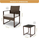 Load image into Gallery viewer, 3-Piece White Rattan Patio Furniture Set – Outdoor Wicker Sofa &amp; Chairs with Coffee Table and Washable Cushions for Garden &amp; Balcony**