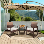 Load image into Gallery viewer, 3-Piece White Wicker Rocking Bistro Set – Outdoor Rocker Chairs with Washable Cushions &amp; Coffee Table for Patio, Garden &amp; Balcony**