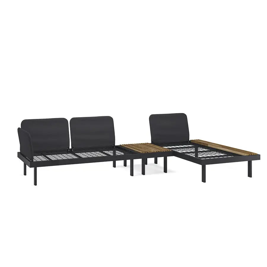 3-Seat Outdoor Conversation Set, 2-Seat Sofa, Coffee Table And Chaise Longue With Side Table